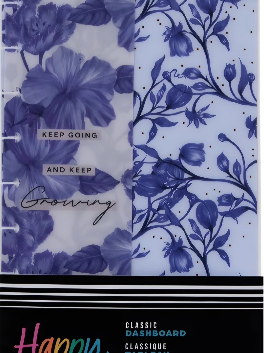 Happy Planner Classic Dashboard - Blue Floral "Keep Going and Keep Growing"